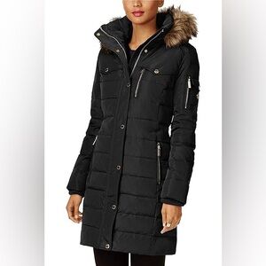 Michael Michael Kors Women's‎ Faux Fur Trim Down Puffer Coat XS